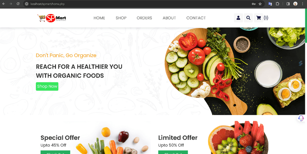 SPMART - Grocery Shopping Website - Project Thumbnail